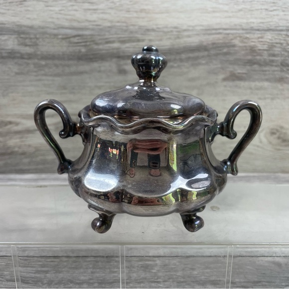 Vintage WMF Silver Plated Porcelain Footed Sugar Bowl 5” Tall - Picture 1 of 8